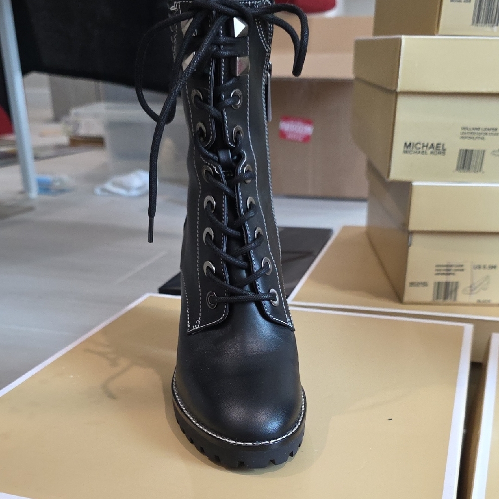 Michael Kors Black Lace-Up Ankle Boots
